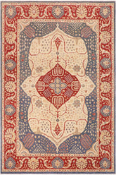 handmade Traditional Sarapi Red Blue Hand Knotted RECTANGLE 100% WOOL area rug 10 x 14